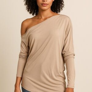 Young Fabulous & Broke Off Shoulder Long Sleeve Tunic Top Knit Draped Slouchy